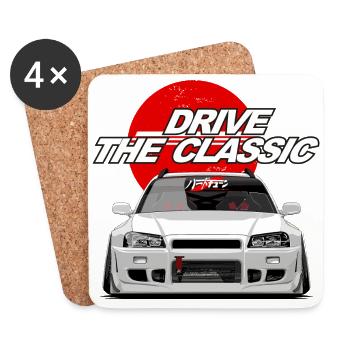 GTR R34 Skyline Drift car JDM classic car - Untersetzer (4er-Set) - Weiß - Vorne