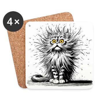 funny cat - Coasters (set of 4) - white - Front