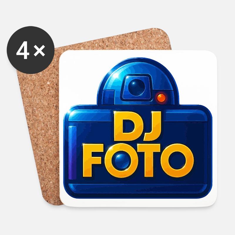 DJ Photo Logo Star Thema - Untersetzer (4er-Set) - Weiß