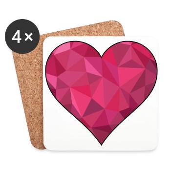 Herz Polygon Liebe Paare JGA Hochzeit Symbol rot - Untersetzer (4er-Set) - Weiß - Vorne