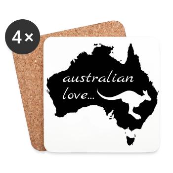 Australian Love Kangaroo - Dessous de verre (lot de 4) - blanc - Devant