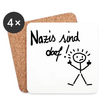 nazis sind doof - Untersetzer (4er-Set) - Weiß - Vorne