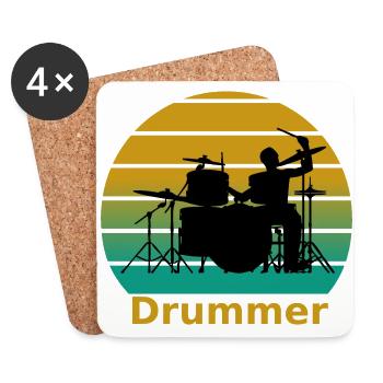 Drummer - Untersetzer (4er-Set) - Weiß - Vorne