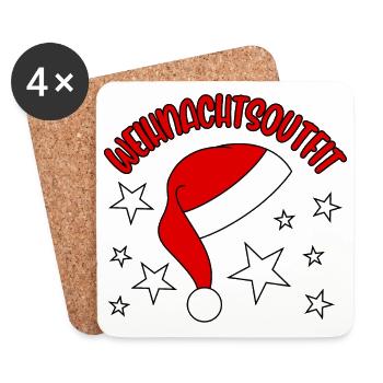 Weihnachten 2026 Outfit rot Weihnachtsoutfit 2026 - Untersetzer (4er-Set) - Weiß - Vorne
