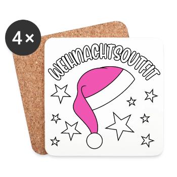 Weihnachten 2026 Outfit - Weihnachtsoutfit 2026 - Untersetzer (4er-Set) - Weiß - Vorne