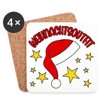 Weihnachtsoutfit 2026 - Weihnachten 2026 Outfit - Untersetzer (4er-Set) - Weiß - Vorne