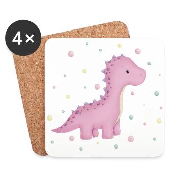 Dino Girl with Points - Coasters (set of 4) - white - Front