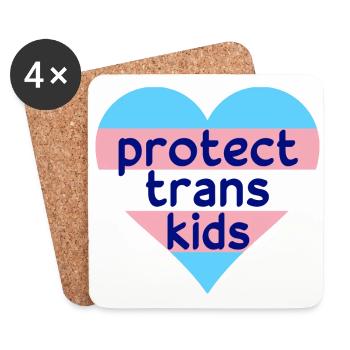 Protect Trans Kids - LGBTQIA+ trans pride flag - Coasters (set of 4) - white - Front