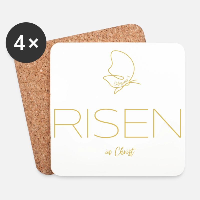 Auferstanden in Christus - Col/3 - Untersetzer (4er-Set) - Weiß