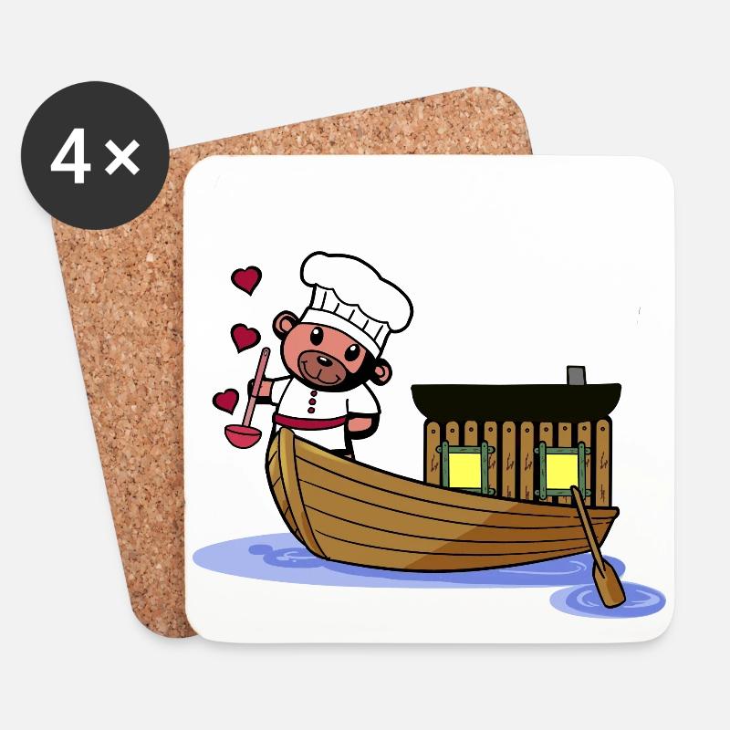Teddybär Koch Seemann Boot Seefahrer kochen Ahoi - Untersetzer (4er-Set) - Weiß