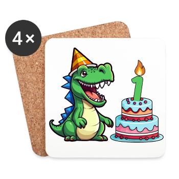 Erster Geburtstag ich bin 1 Jahr alt cooler Dino - Untersetzer (4er-Set) - Weiß - Vorne