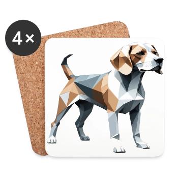 Beagle - Conception de chien de compagnie - Dessous de verre (lot de 4) - blanc - Devant