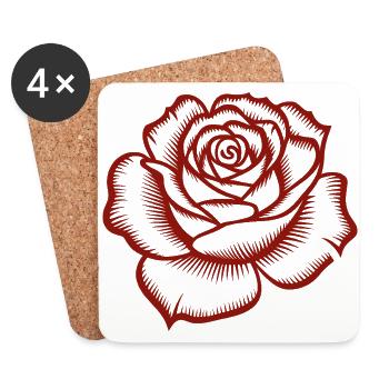 Rose - Cool Botanical Logo - Coasters (set of 4) - white - Front
