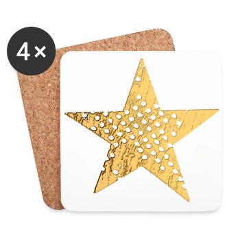 Star with holes (gold) - Coasters (set of 4) - white - Front