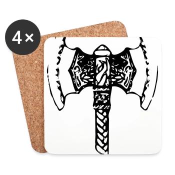Streitaxt - Wikinger, Vikings - Untersetzer (4er-Set) - Weiß - Vorne