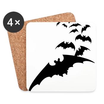 Bat flying fox vampire Halloween animal fly - Coasters (set of 4) - white - Front
