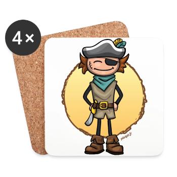 Tim le pirate - Dessous de verre (lot de 4) - blanc - Devant