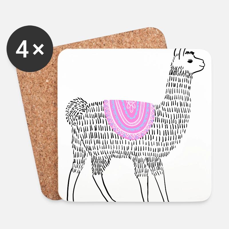 Boho Lama - Untersetzer (4er-Set) - Weiß