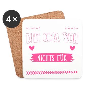 Oma Shirt · Großmutter · 2 Enkel · schwache Nerven - Untersetzer (4er-Set) - Weiß - Vorne