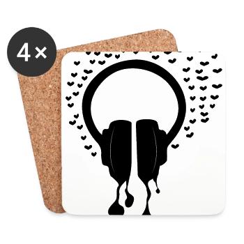 Headphones and love hearts gift - Coasters (set of 4) - white - Front