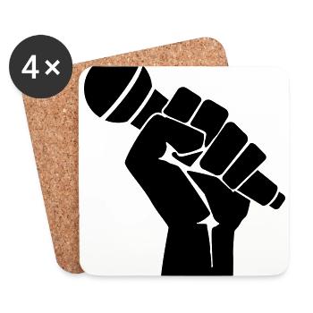 Fist with microphone - Coasters (set of 4) - white - Front