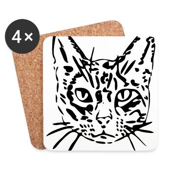 Katze, Mieze, Miezekatze, Geschenk, Geschenkidee - Untersetzer (4er-Set) - Weiß - Vorne