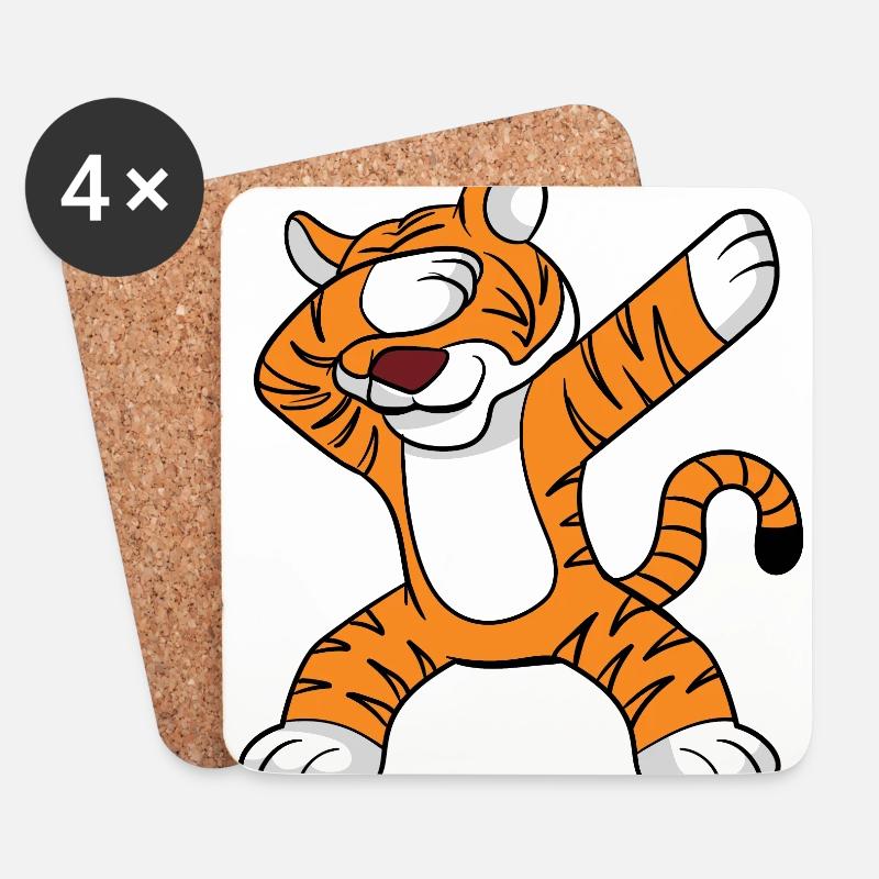 Dabbing Tiger Tanzen - Untersetzer (4er-Set) - Weiß