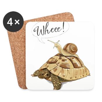 Joyride avec tortue et escargot (anglais) - Dessous de verre (lot de 4) - blanc - Devant