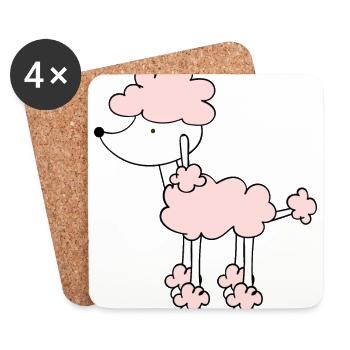Cute poodle T-shirt - Coasters (set of 4) - white - Front