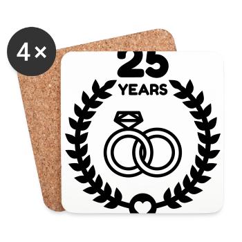 25 - Birthday Wedding - Marriage - Love - Coasters (set of 4) - white - Front
