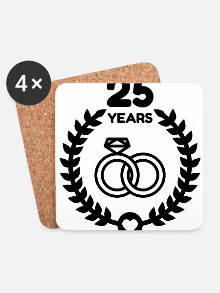 25 - Birthday Wedding - Marriage - Love - Coasters (set of 4) - white