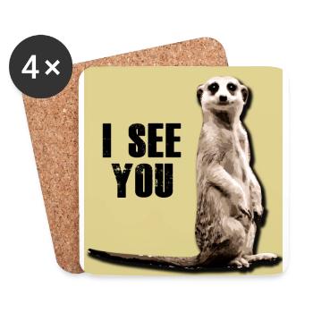 Suricate Tshirt et accessoires - Dessous de verre (lot de 4) - blanc - Devant