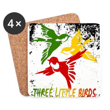 Drei kleine Vögel - Untersetzer (4er-Set) - Weiß - Vorne