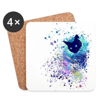 siamkatze, bunt, katze,graffiti, Malerei ,aquarell - Untersetzer (4er-Set) - Weiß - Vorne