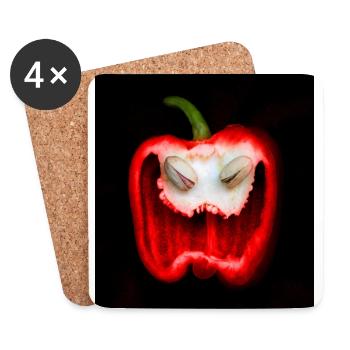 rire démoniaque rouge pour Halloween - Dessous de verre (lot de 4) - blanc - Devant
