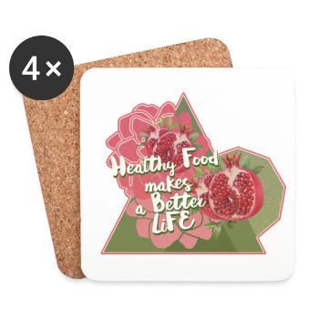 Eat healthy then you live well - Coasters (set of 4) - white - Front