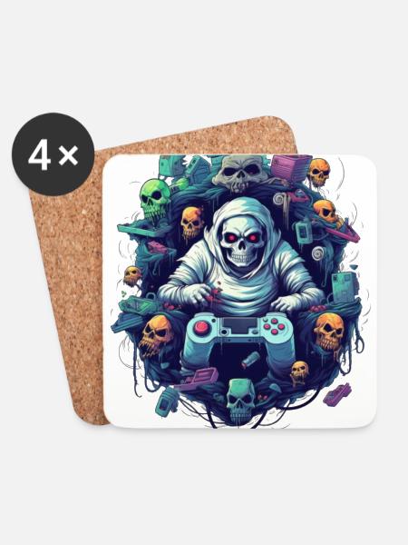 Dark Gamer - Untersetzer (4er-Set) - Weiß