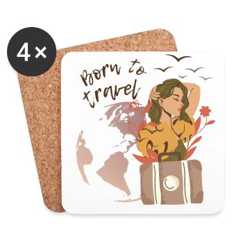 Born to Travel Women's World Design - Coasters (set of 4) - white - Front