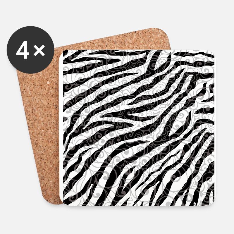 Swirly Zebra Pattern - Coasters (set of 4) - white