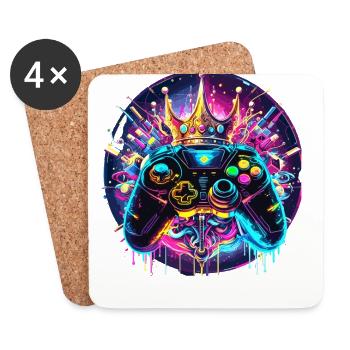 Synthwave Gamer Controller with Crown - Coasters (set of 4) - white - Front