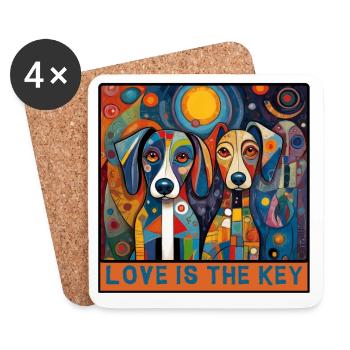 Abstract Dogs In Vibrant Colours Design - Coasters (set of 4) - white - Front