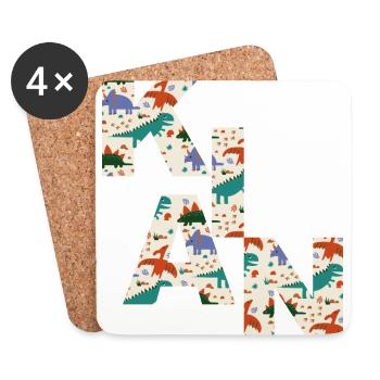 KIAN - Beautiful boy name with dinosaur - Coasters (set of 4) - white - Front