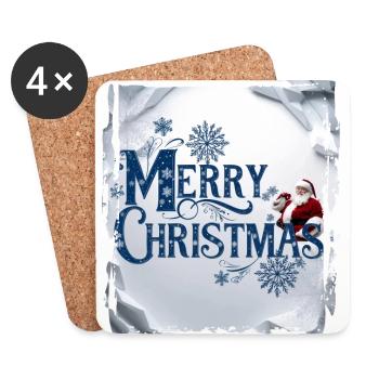 Frohe Weihnachten Schnee Weihnachten Weihnachten Weihnachtsmann - Untersetzer (4er-Set) - Weiß - Vorne