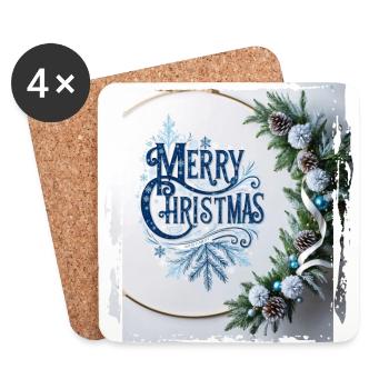 Frohe Weihnachten Schnee Weihnachten Weihnachten Weihnachtsmann - Untersetzer (4er-Set) - Weiß - Vorne