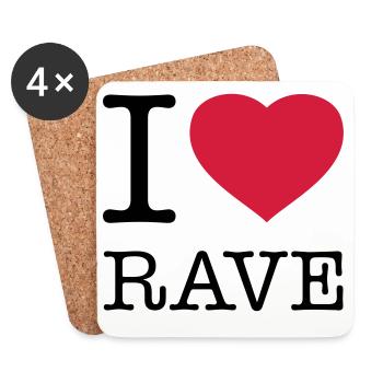 I LOVE RAVE - Coasters (set of 4) - white - Front