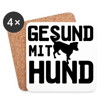 Gesund mit Hund, Hunde, Tier, Medizin, Geschenk - Untersetzer (4er-Set) - Weiß - Vorne