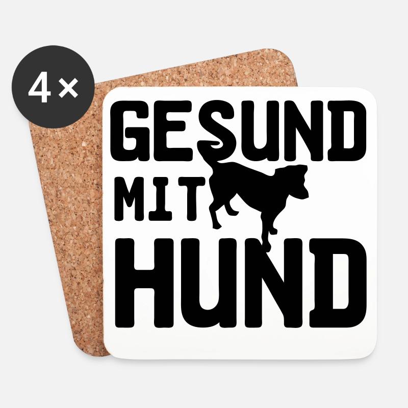 Gesund mit Hund, Hunde, Tier, Medizin, Geschenk - Untersetzer (4er-Set) - Weiß