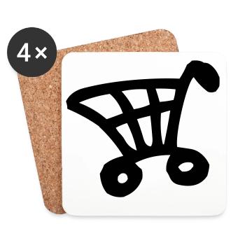 One Color Shopping Cart Design - Coasters (set of 4) - white - Front