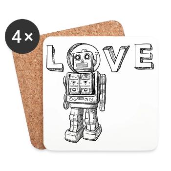 Love Robots Gifts for kids, boy, girl, adults, dad - Coasters (set of 4) - white - Front