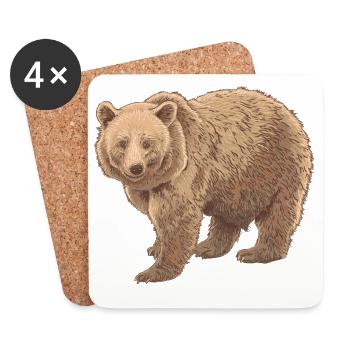 Ours de Kodiak - Dessous de verre (lot de 4) - blanc - Devant